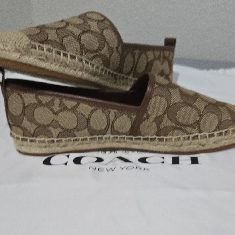 Coach Tan Signature Espadrille Shoes